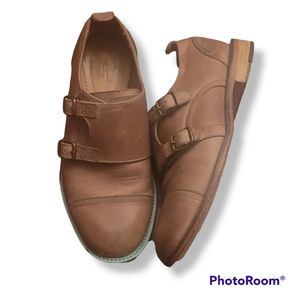 J Shoes Tan Monk Strap Loafers